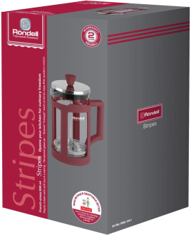 Френч-пресс Rondell Stripes RDS-1641 0.6л красный от магазина РЭССИ