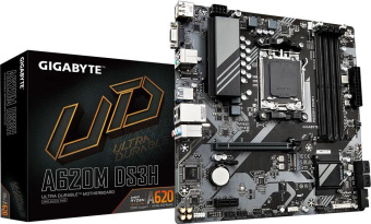 Материнская плата Gigabyte A620M DS3H SocketAM5 AMD B650 4xDDR5 mATX AC`97 8ch(7.1) GbLAN RAID+VGA+HDMI+DP от магазина РЭССИ