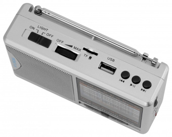 Радиоприемник портативный Hyundai H-PSR160 серебристый USB microSD от магазина РЭССИ