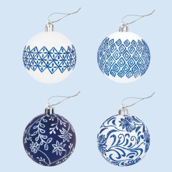 Набор елочных шаров с узором Золотая сказка ГЖЕЛЬ 4 шт. пластик 6 см 591130 от магазина РЭССИ