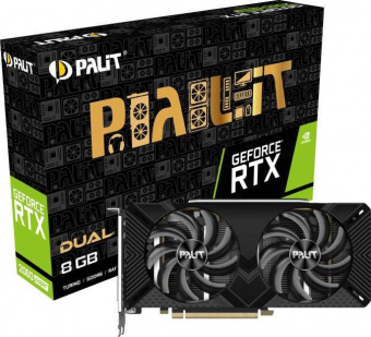 Видеокарта Palit PCI-E PA-RTX2060SUPER DUAL 8G no LED NVIDIA GeForce RTX 2060SUPER 8192Mb 256 GDDR6 1470/14000 DVIx1 HDMIx1 DPx1 HDCP Ret от магазина РЭССИ