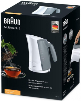 Чайник электрический Braun WK500 1.7л. 3000Вт белый/серый (корпус: пластик) от магазина РЭССИ