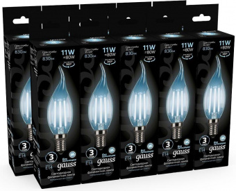 Лампа филам. Gauss Filament 11Вт цок.:E14 свеча на ветру 220B 4100K св.свеч.бел.ней. CF35 (упак.:1шт) (104801211) от магазина РЭССИ