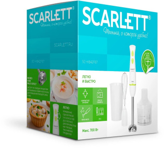 Блендер погружной Scarlett SC-HB42F67 700Вт белый от магазина РЭССИ