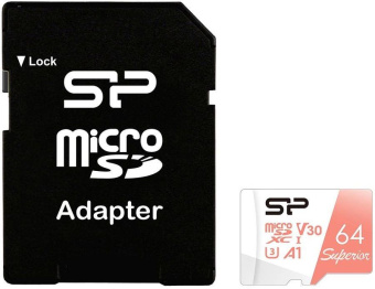Флеш карта microSDXC 64GB Silicon Power SP064GBSTXDV3V20SP Superior + adapter от магазина РЭССИ