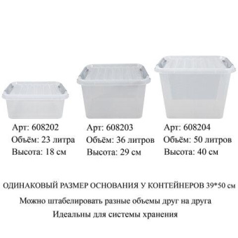 Ящик для хранения с крышкой ПОЛИМЕРБЫТ ПРОФИ Комфорт 50 л прозрачный 63200796 437960000 от магазина РЭССИ
