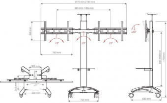 Подставка для телевизора Arm Media PT-STAND-15 серебристый 26"-55" макс.120кг напольный наклон от магазина РЭССИ