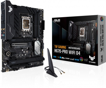Материнская плата Asus TUF GAMING H670-PRO WIFI D4 Soc-1700 Intel H670 4xDDR4 ATX AC`97 8ch(7.1) 2.5Gg RAID+HDMI+DP от магазина РЭССИ