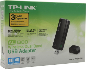 TP-Link Archer T4U AC1200 Dual Band Wireless USB Adapter, Realtek, 2T2R, 867Mbps at 5Ghz + 300Mbps at 2.4Ghz, 802.11ac/a/b/g/n?USB 3.0 от магазина РЭССИ