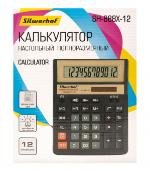 Калькулятор настольный Silwerhof SH-888X-12 черный 12-разр. от магазина РЭССИ
