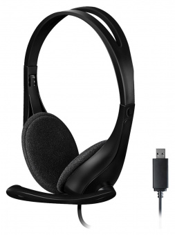 Наушники с микрофоном A4Tech HU-9 черный 1.8м накладные USB оголовье (HU-9 (BLACK)) от магазина РЭССИ