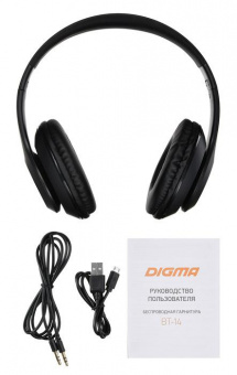Гарнитура накладные Digma BT-14 черный беспроводные bluetooth оголовье (BT-14B) от магазина РЭССИ