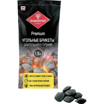 Древесно-угольные брикеты длительного горения для розжига Forester 1.8 кг BC-930 от магазина РЭССИ