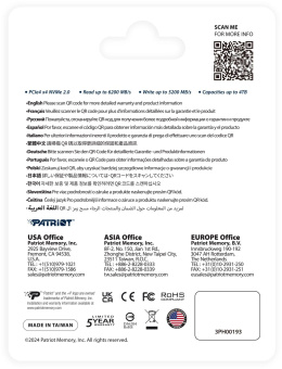 Накопитель SSD Patriot PCIe 4.0 x4 1000GB P400VP1TBM28H P400 V4 M.2 2280 от магазина РЭССИ