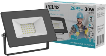 Прожектор уличный Gauss Elementary 613100230 светодиодный 30Вт корп.алюм.черный от магазина РЭССИ