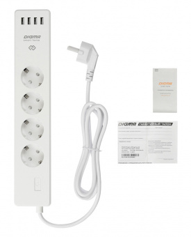 Сетевой фильтр Digma DiPlug Strip 40 дистанц.вкл/выкл белый DIPLUG STRIP 40 от магазина РЭССИ