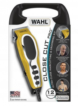 Машинка для стрижки Wahl Close cut Pro желтый 10Вт (насадок в компл:6шт) от магазина РЭССИ