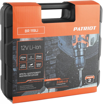 Дрель-шуруповерт Patriot BR 119Li аккум. патрон:быстрозажимной (кейс в комплекте) (180301119) от магазина РЭССИ