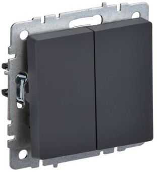 BRITE Выключатель 2-клавишный проходной 10А ВС10-2-6-БрГ графит от магазина РЭССИ