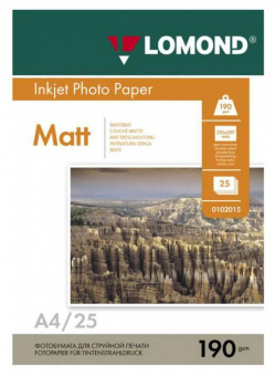 Фотобумага Lomond 0102036 A4/190г/м2/25л./белый матовое для струйной печати от магазина РЭССИ