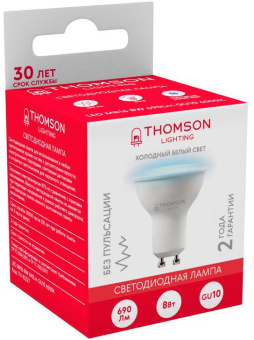 Лампа светодиодная Thomson TH-B2327 8Вт цок.:GU10 полусф. 220B 6500K св.свеч.бел.хол. MR16 (упак.:1шт) от магазина РЭССИ
