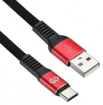 Кабель Digma TYPE-C-1.2M-FLAT-BLK USB (m)-USB Type-C (m) 1.2м черный/красный плоский от магазина РЭССИ