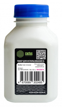 Тонер Cactus CS-TBRCHUM-60 пурпурный флакон 60гр. для принтера Brother Color Universal от магазина РЭССИ