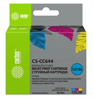 Картридж струйный Cactus CS-CC644 №121XL многоцветный (18мл) для HP DJ D1663/D2500/D2563/D2663/D5563/F2423/F2493/F4213/F4275/F4280/F4283/F4583/PS C4683/C4783 от магазина РЭССИ
