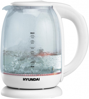 Чайник электрический Hyundai HYK-S3808 1.7л. 2200Вт белый (корпус: стекло) от магазина РЭССИ
