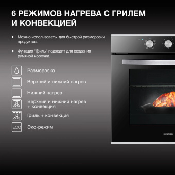 Духовой шкаф Электрический Hyundai HEO 6634 IX серебристый от магазина РЭССИ