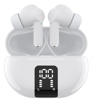 Гарнитура вкладыши Hyundai H-EP201 белый гл. беспроводные bluetooth в ушной раковине от магазина РЭССИ