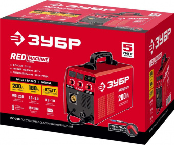 Сварочный полуавтомат Зубр ПС-200 инвертор MIG-MAG/ММА DC 6.4кВт от магазина РЭССИ