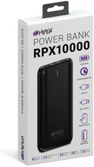 Мобильный аккумулятор Hiper RPX10000 10000mAh 3A QC PD 2xUSB черный (RPX10000 BLACK) от магазина РЭССИ