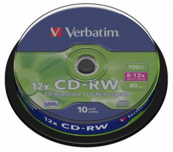 Диск CD-RW Verbatim 700Mb 12x Cake Box (10шт) (43480) от магазина РЭССИ