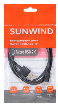 Кабель SunWind USB (m)-micro USB (m) 1м черный от магазина РЭССИ
