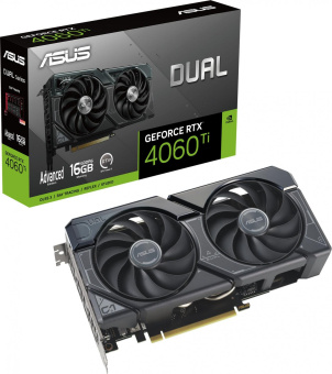 Видеокарта Asus PCI-E 4.0 DUAL-RTX4060TI-A16G NVIDIA GeForce RTX 4060TI 16Gb 128bit GDDR6 2595/18000 HDMIx1 DPx3 HDCP Ret от магазина РЭССИ