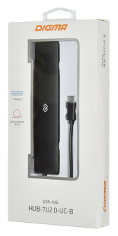 Разветвитель USB-C Digma HUB-7U2.0-UC-B 7порт. черный от магазина РЭССИ