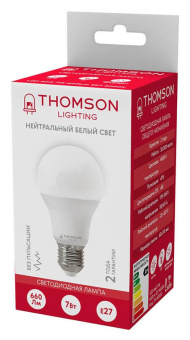 Лампа светодиодная Thomson B2002 7Вт цок.:E27 груша 220B 4000K св.свеч.бел.нейт. A (упак.:1шт) (TH-B2002) от магазина РЭССИ