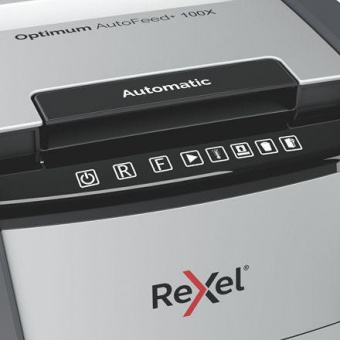 Шредер Rexel Optimum AutoFeed 100X черный с автоподачей (секр.P-4) фрагменты 100лист. 34лтр. скрепки скобы пл.карты от магазина РЭССИ