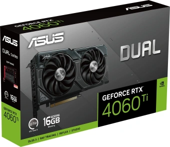Видеокарта Asus PCI-E 4.0 DUAL-RTX4060TI-16G NVIDIA GeForce RTX 4060TI 16Gb 128bit GDDR6 2535/18000 HDMIx1 DPx3 HDCP Ret от магазина РЭССИ