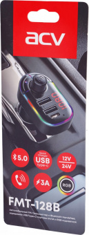 Автомобильный FM-модулятор ACV FMT-128B черный MicroSD BT USB (38762) от магазина РЭССИ