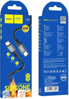 Кабель Hoco Spear X86 TYPE-C TO TYPE-C USB Type-C (m)-USB Type-C (m) 1м черный коробка от магазина РЭССИ