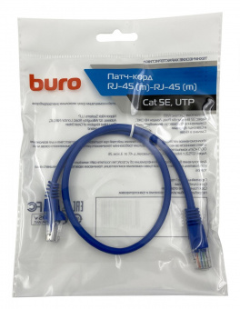 Патч-корд Buro UTP 4 пары cat5E CCA molded 0.5м голубой RJ-45 (m)-RJ-45 (m) от магазина РЭССИ