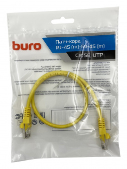 Патч-корд Buro UTP 4 пары cat5E CCA molded 0.5м желтый RJ-45 (m)-RJ-45 (m) от магазина РЭССИ