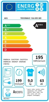 Сушильная машина AEG 9000 TR939M6CE пан.англ. кл.энер.:A макс.загр.:9кг белый от магазина РЭССИ