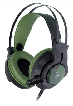 Наушники с микрофоном A4Tech Bloody J450 черный/зеленый 1.8м мониторные оголовье (J450) от магазина РЭССИ