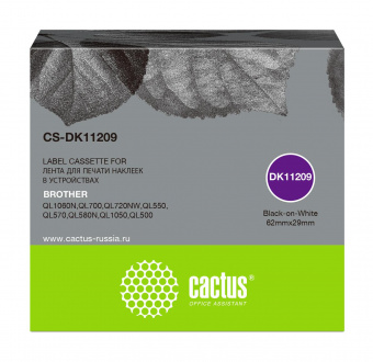 Картридж ленточный Cactus CS-DK11209 DK-11209 черный для Brother P-touch QL-500, QL-550, QL-700, QL-800 от магазина РЭССИ