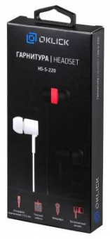 Гарнитура вкладыши Оклик HS-S-220 1.1м белый проводные в ушной раковине (D2W) от магазина РЭССИ