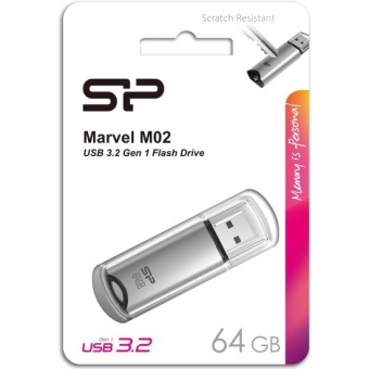Флеш Диск Silicon Power 64GB Marvel M02 SP064GBUF3M02V1S USB3.0 серебристый от магазина РЭССИ