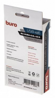 Разветвитель USB 2.0 Buro BU-HUB4-0.5L-U2.0 4порт. черный от магазина РЭССИ